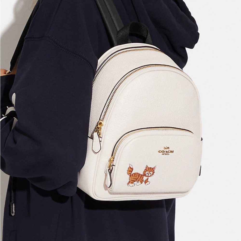COACH Mini Court Backpack With Dancing Kitten COLOR:
Gold/Chalk Multi - Picture 5 of 6